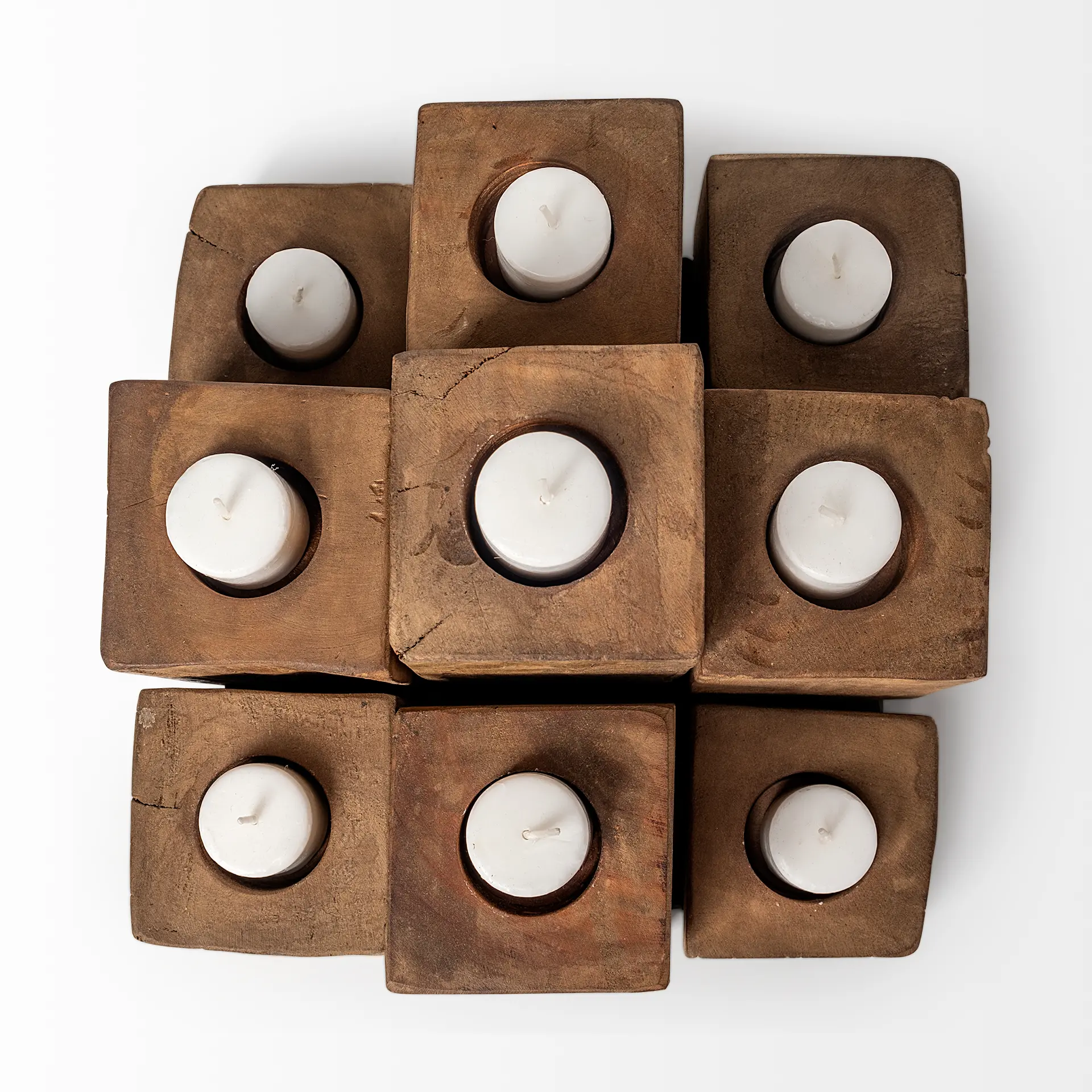 Cassius Wood Block Candle Holder-5