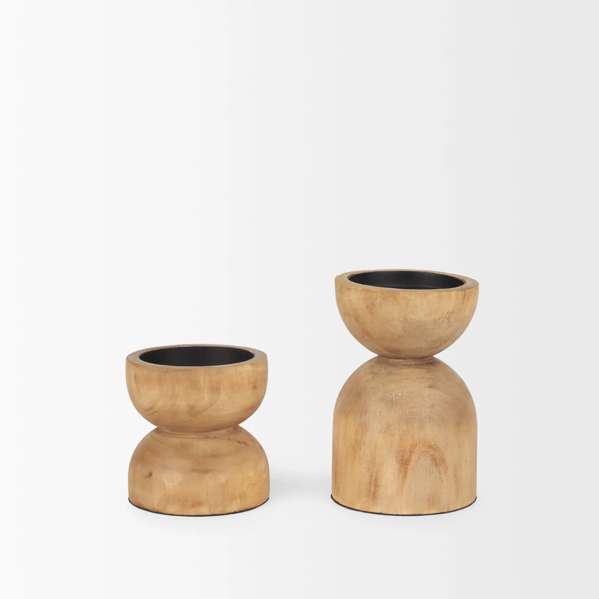 Aleena Wooden Candle Holder Set of 2-4