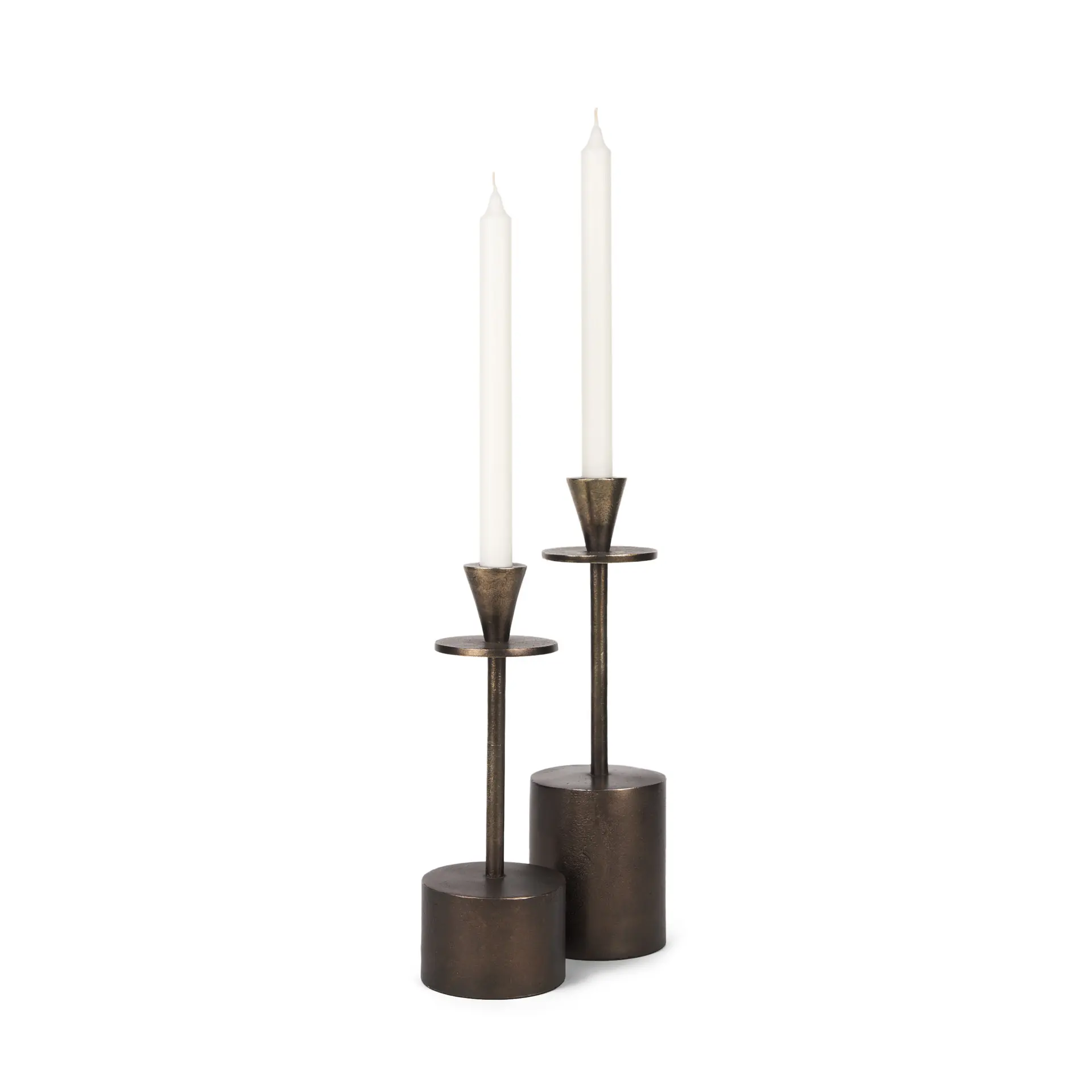 Petria Antiqued Gold Metal Taper Candle Holders-1