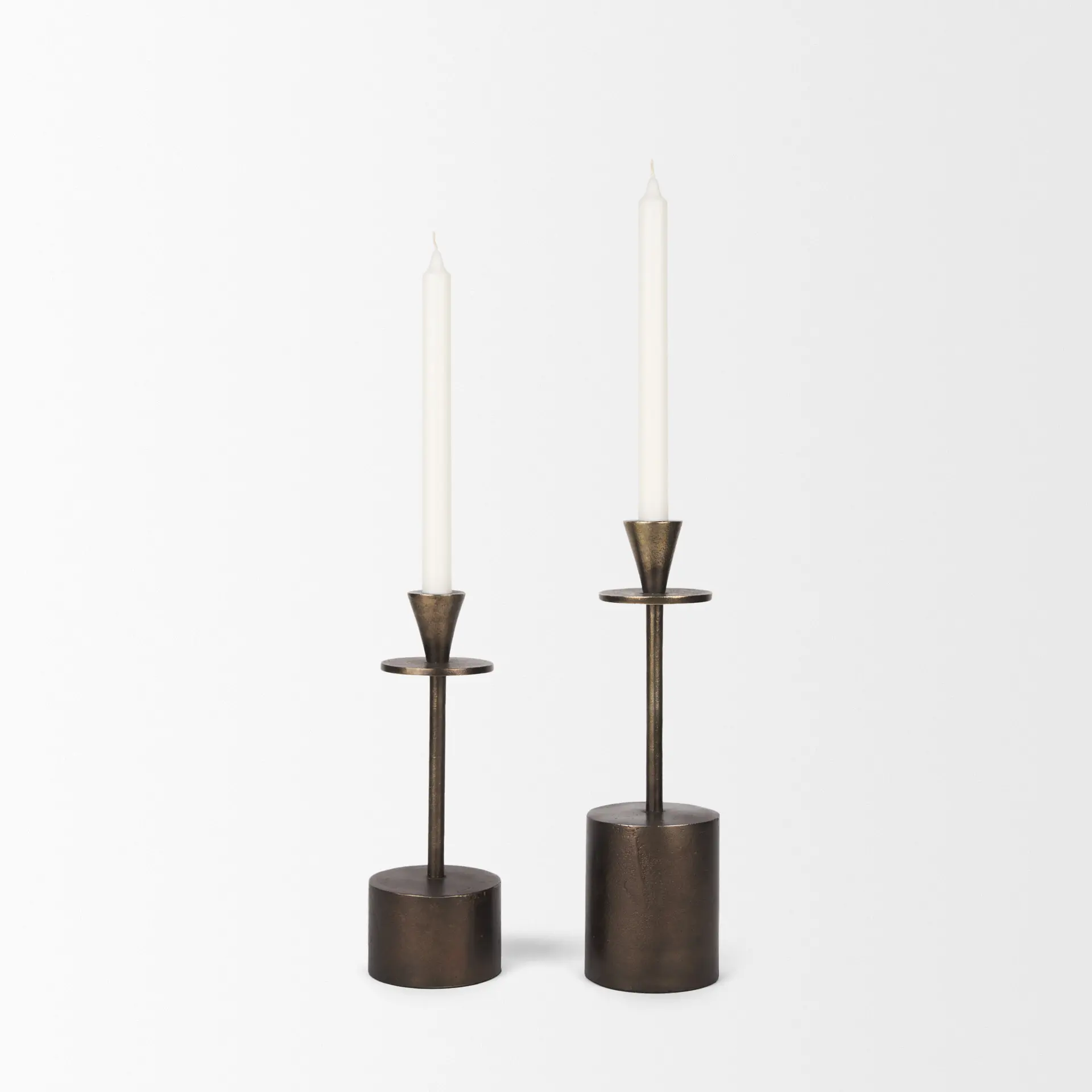 Petria Antiqued Gold Metal Taper Candle Holders-4