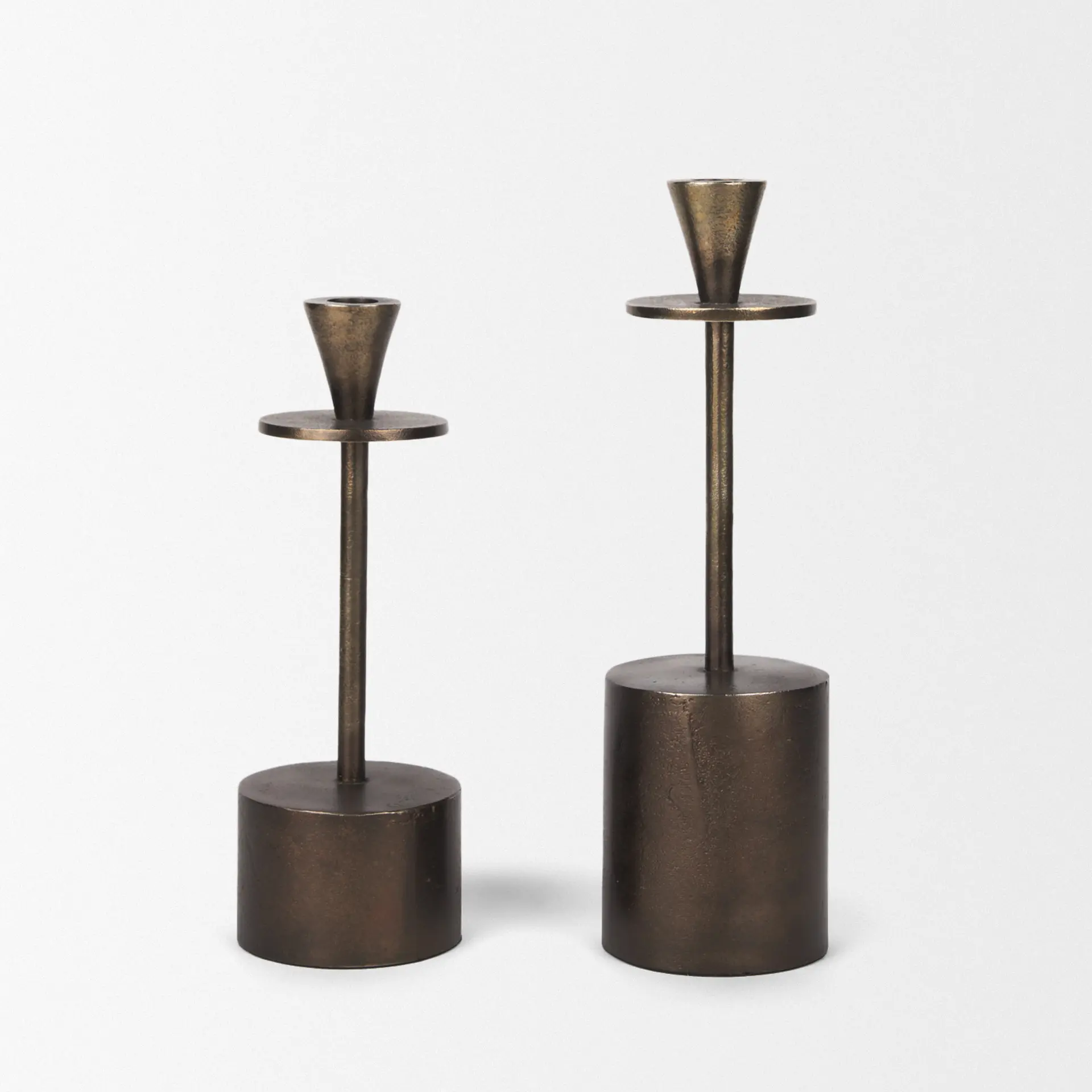 Petria Antiqued Gold Metal Taper Candle Holders-5