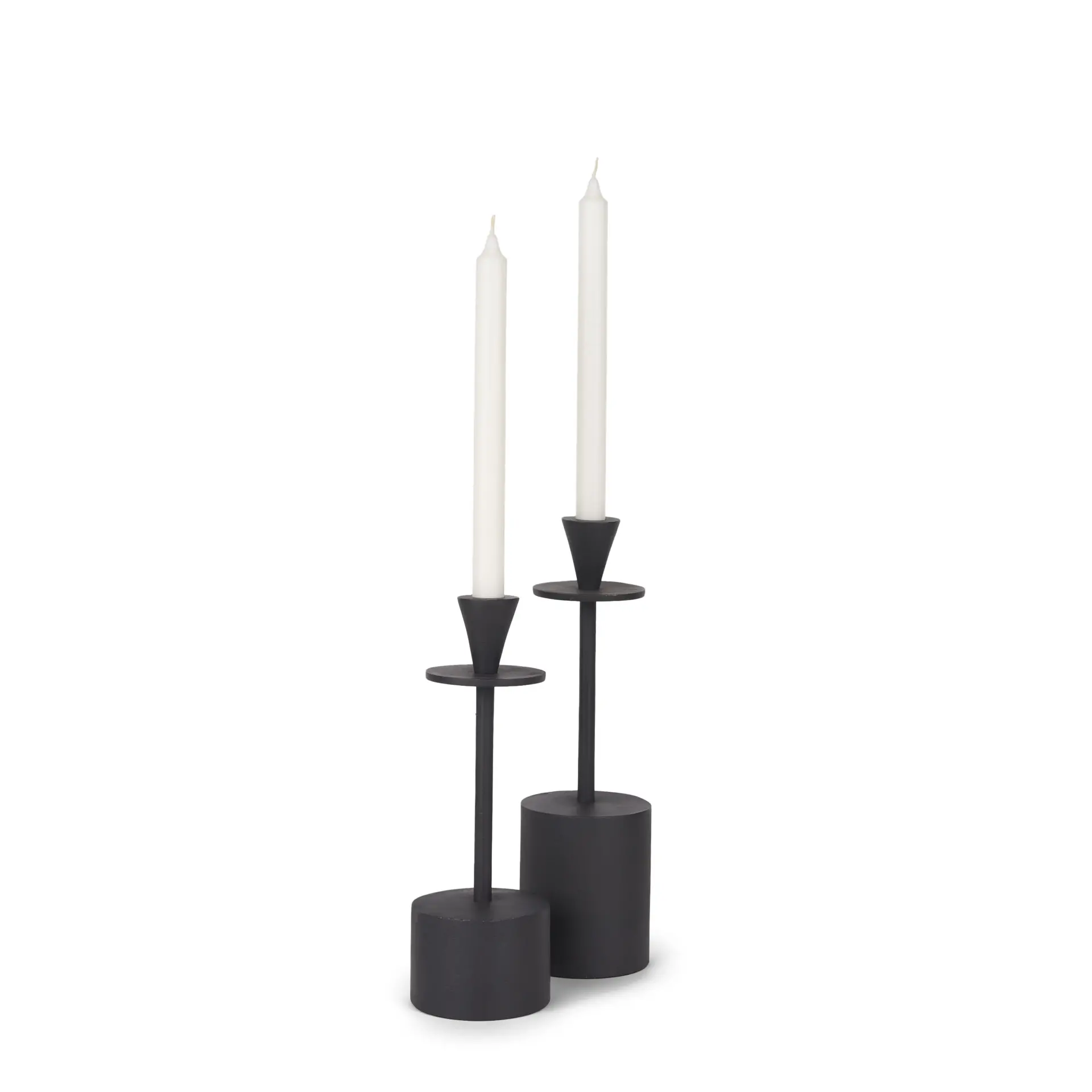 Petria Matte Black Metal Taper Candle Holders-1