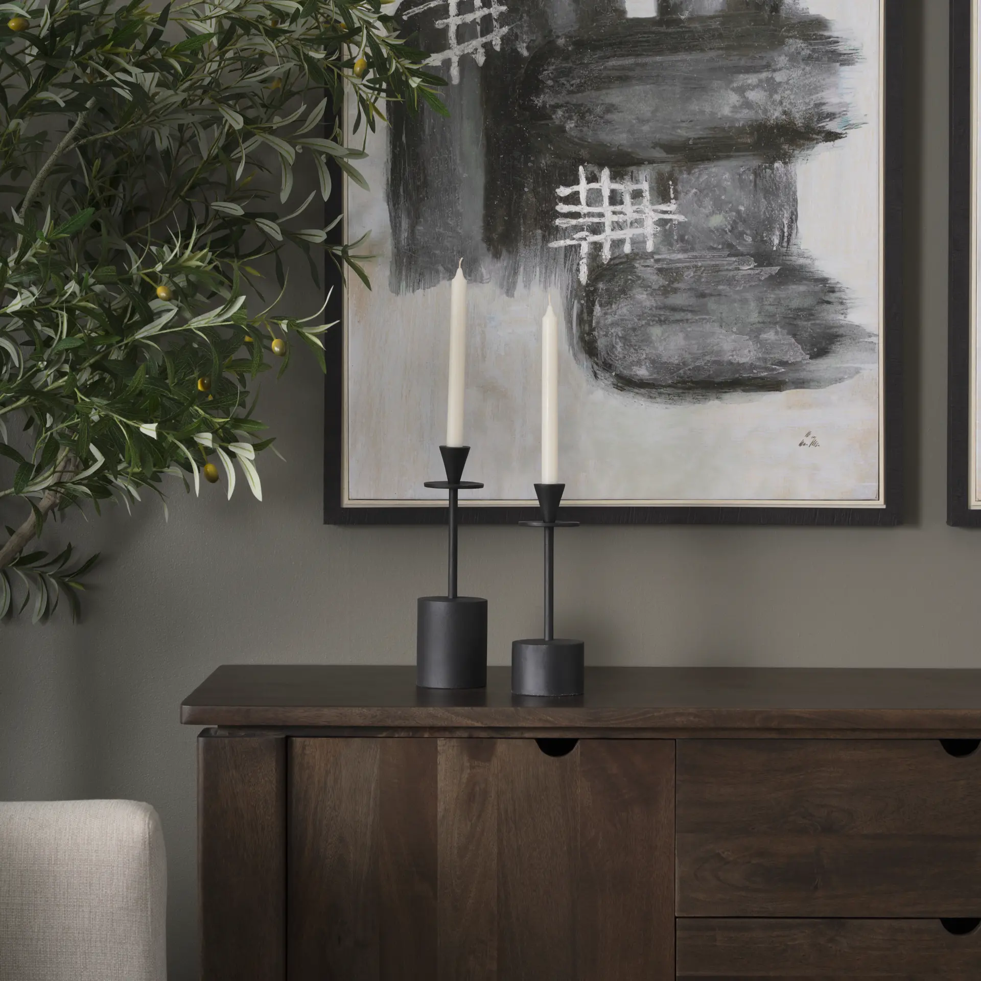 Petria Matte Black Metal Taper Candle Holders-2