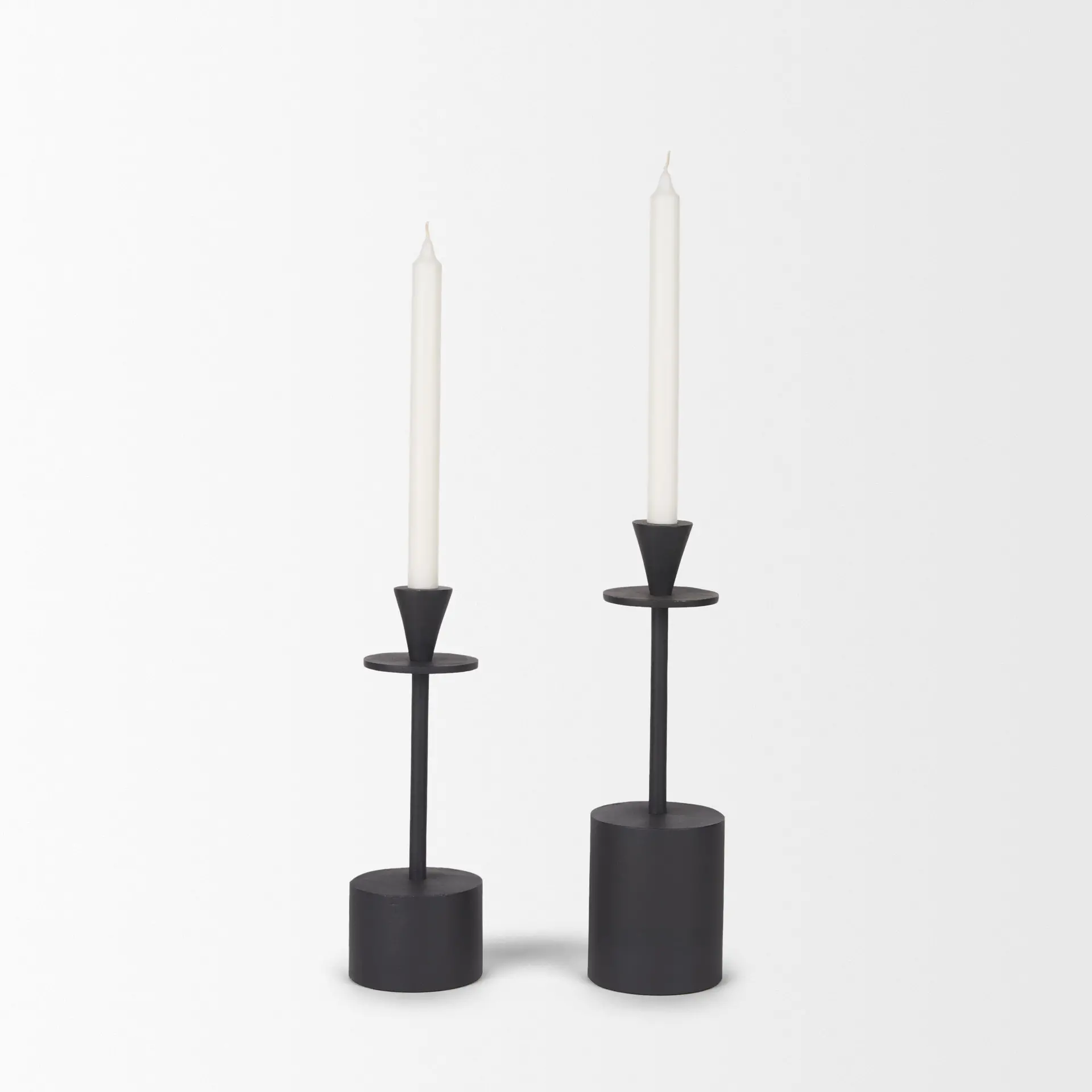 Petria Matte Black Metal Taper Candle Holders-3
