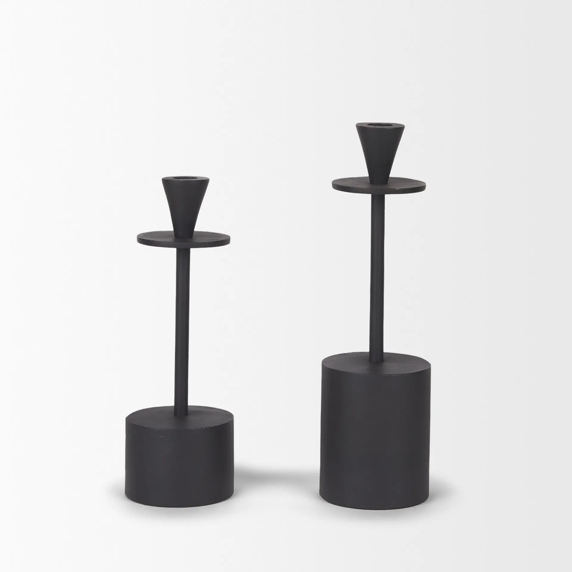 Petria Matte Black Metal Taper Candle Holders-4