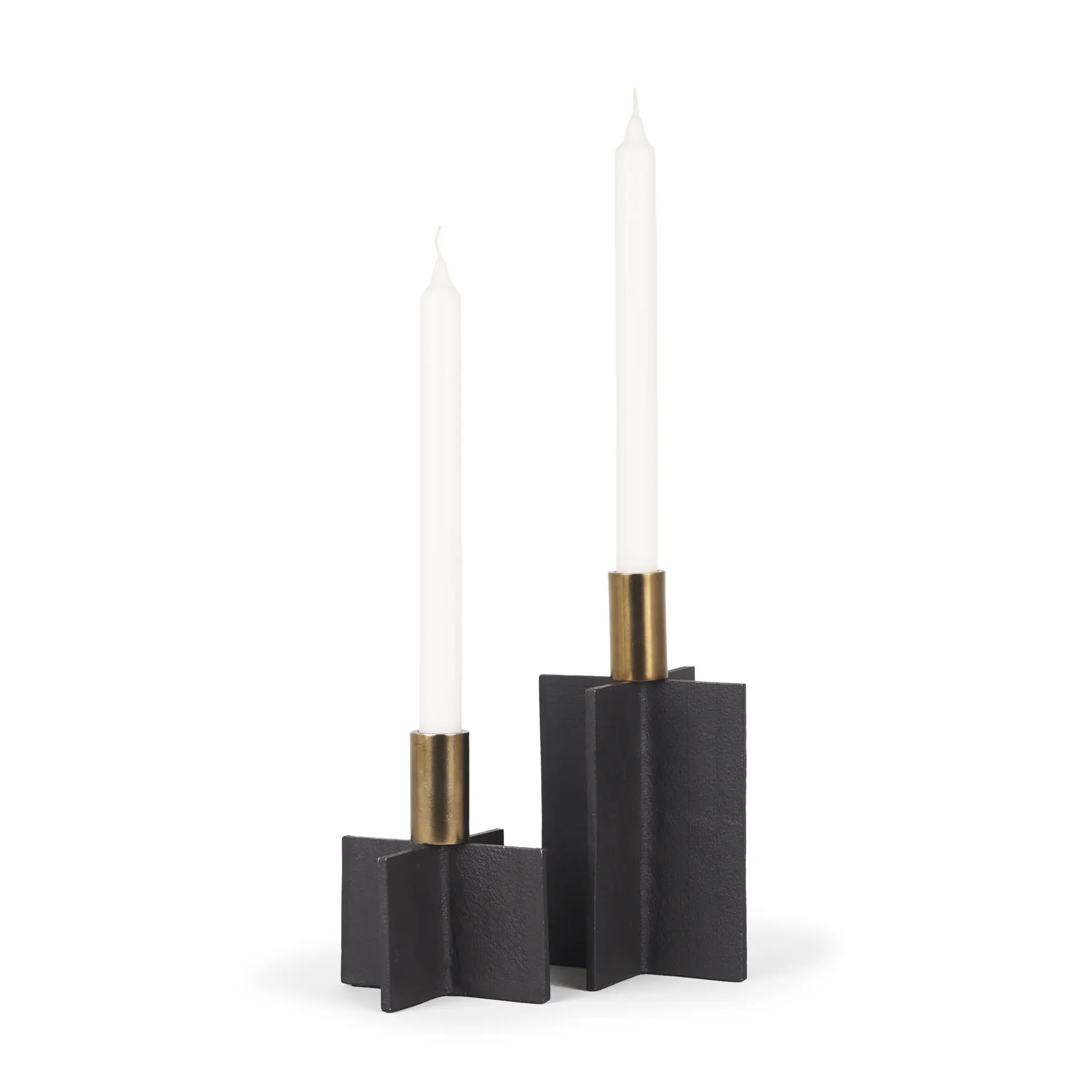 Pia Matte Black Metal Taper Candle Holders, Set of 2-1
