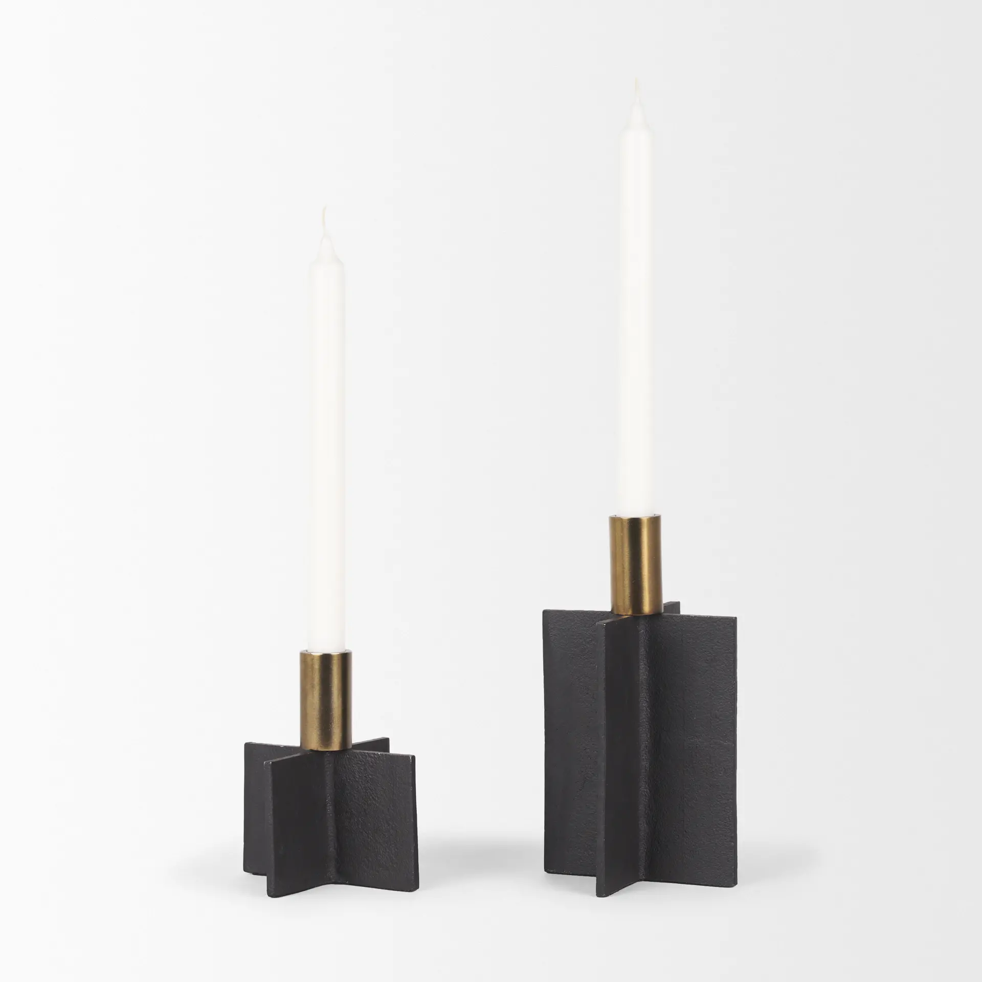 Pia Matte Black Metal Taper Candle Holders, Set of 2-3
