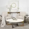 Reinhold White Marble and Gold Metal Coffee Table