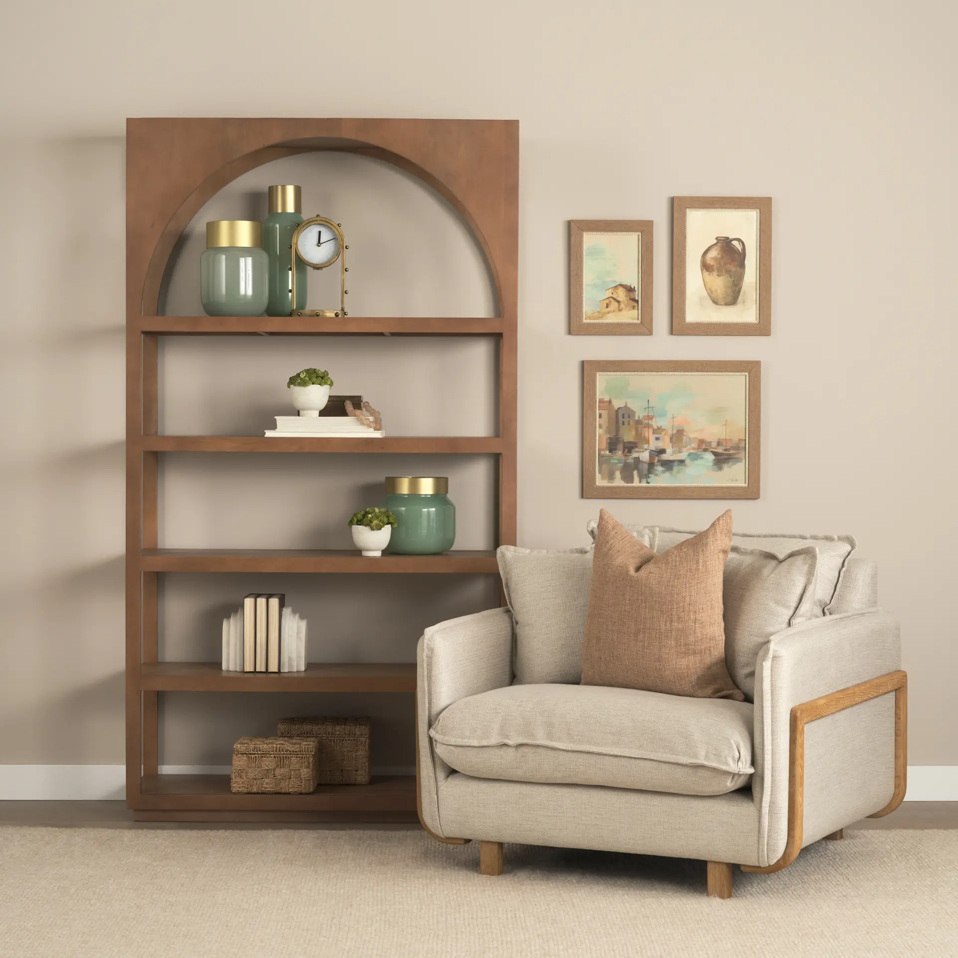 Bela Wood Arched Bookshelf-1