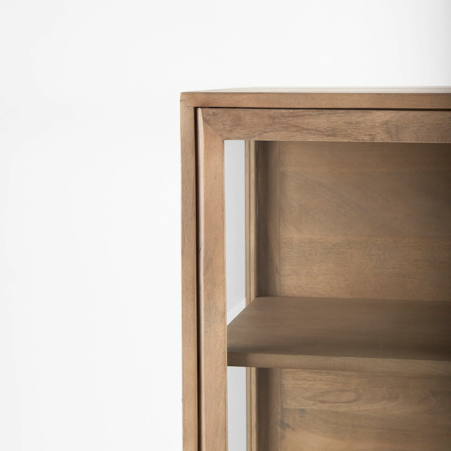Arelius Light Brown Wood with Black Metal Base Display Cabinet-8