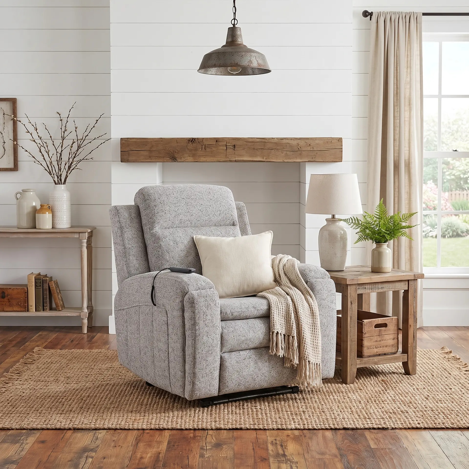 Armstrong Shore Light Gray Power Recliner with Heat and Massage-2