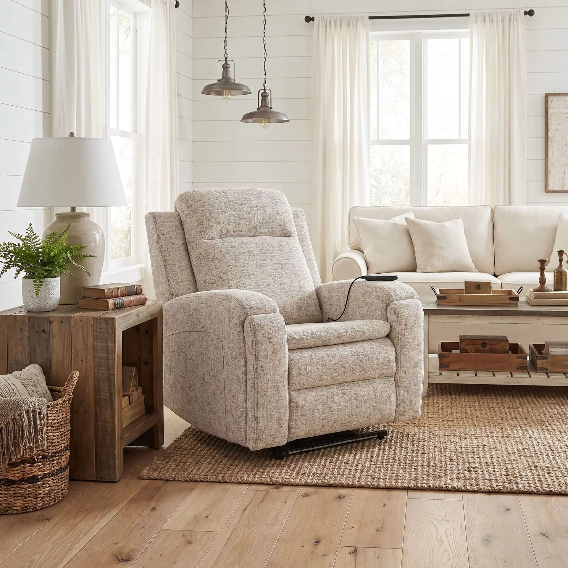 Armstrong Storm Beige Power Recliner with Heat and Massage-2