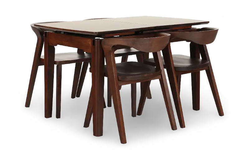 Creighton Walnut Brown 5-Piece Dining Set with Extendable Table