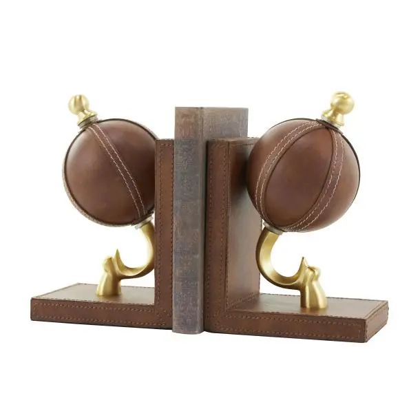 Brown Leather Globe Bookend-1