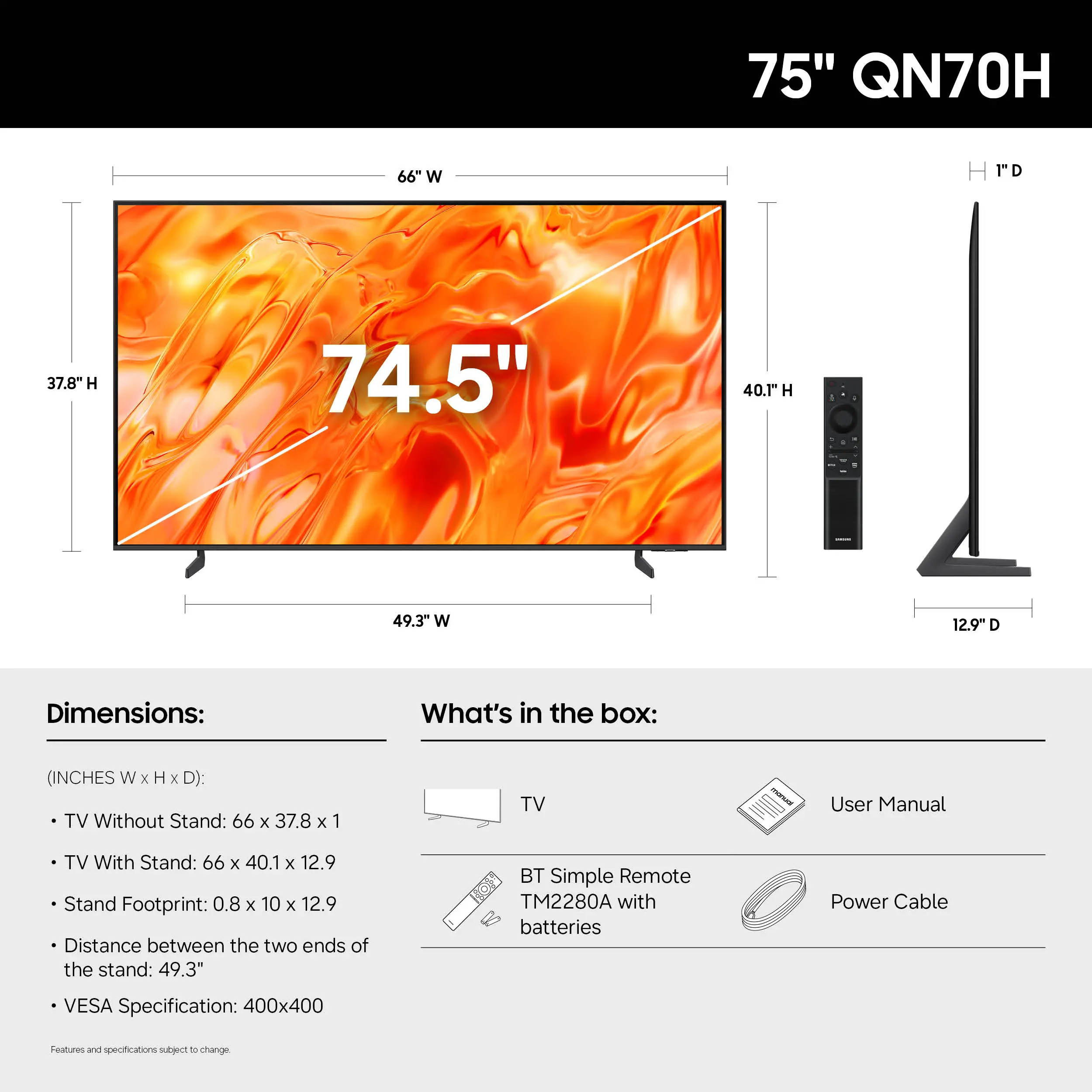 QN75QN70HAFXZA Samsung 75 Class QN70H Series Neo QLED Mini LED 4K UHD Samsung Vision AI Smart Tizen TV-6