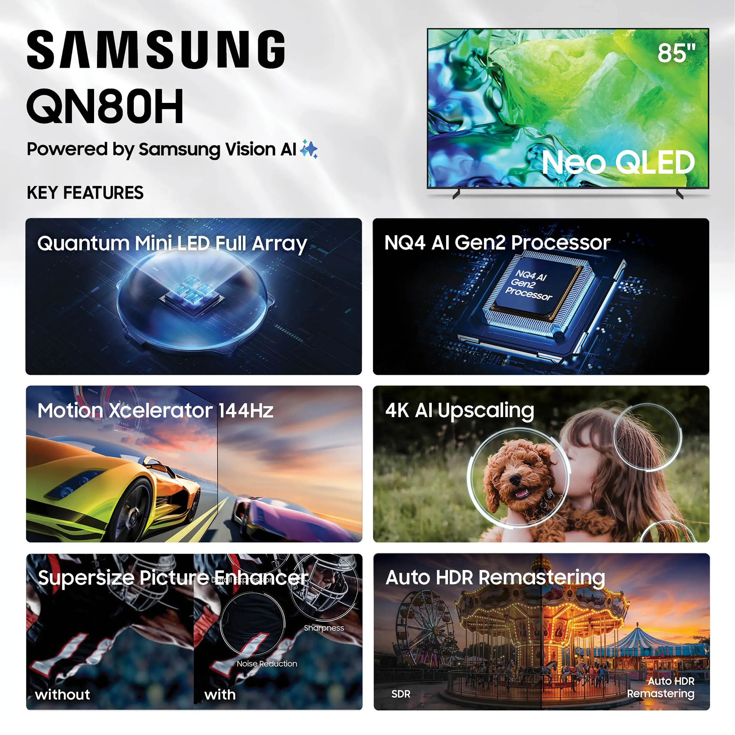 QN85QN80HAFXZA Samsung 85 Class QN80H Series Neo QLED Mini LED 4K UHD Samsung Vision AI Smart Tizen TV-7