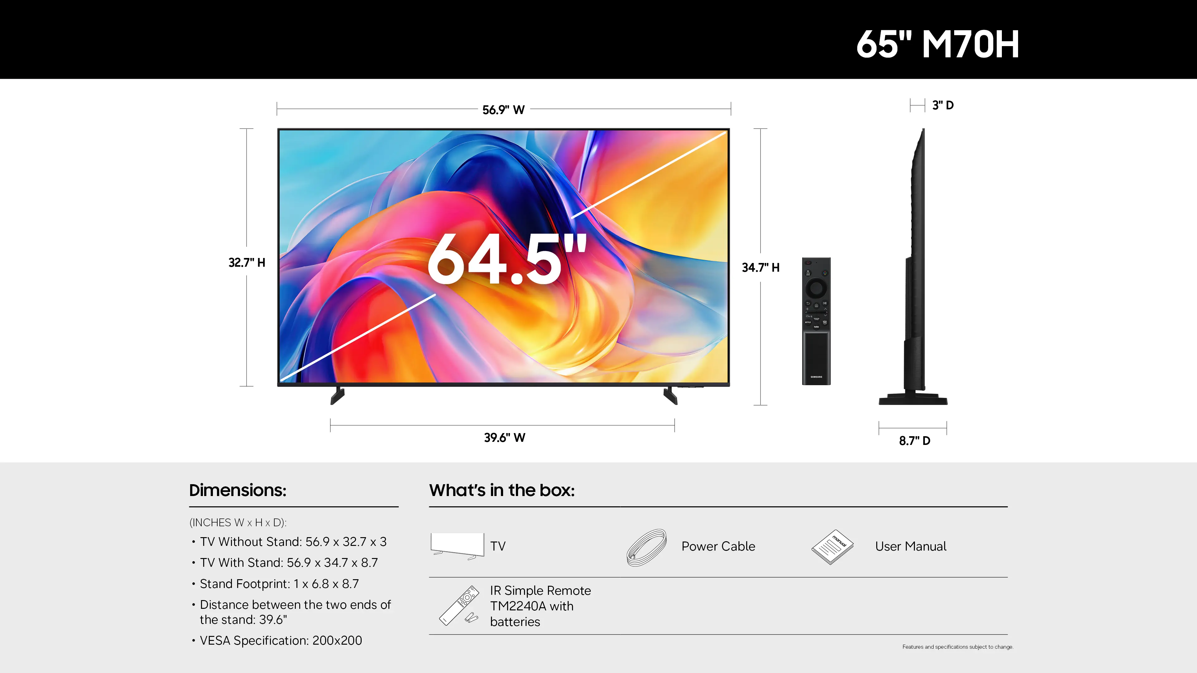 UN65M70HAFXZA Samsung 65 Class M70H Series Mini LED 4K UHD Samsung Vision AI Companion Smart Tizen TV-6