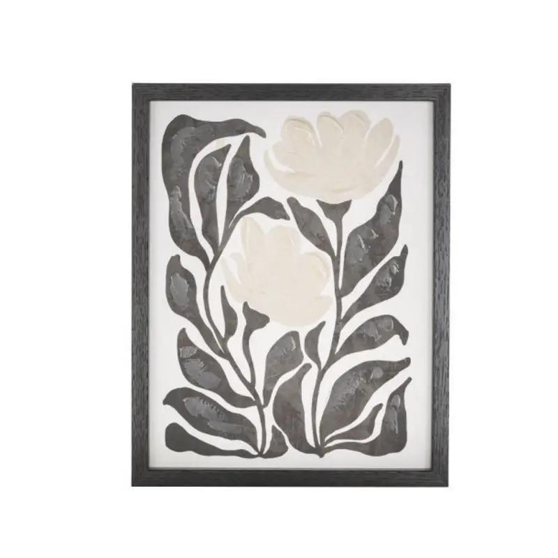 Petal Small White Canvas Floral Framed Art