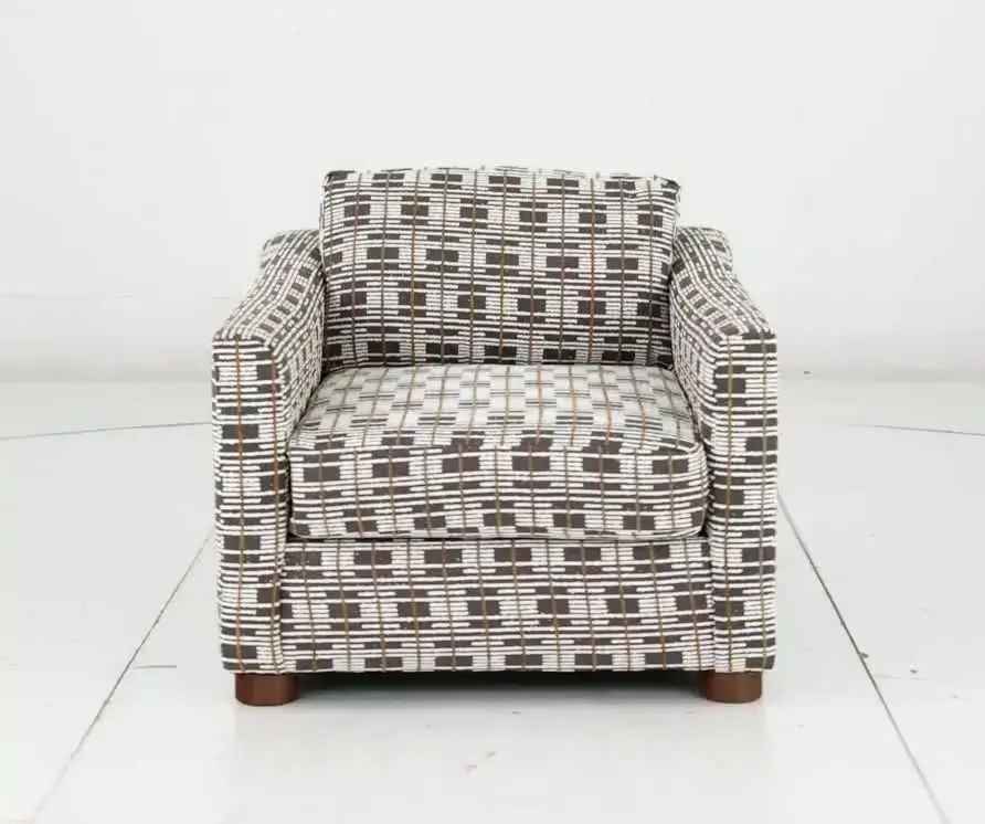 Bulletin Boulder Brown Mid Century Abstract Grid Accent Chair-10