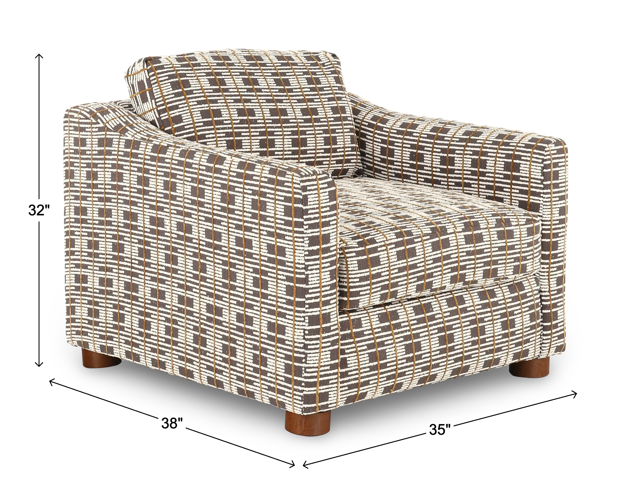 Bulletin Boulder Brown Mid Century Abstract Grid Accent Chair-3
