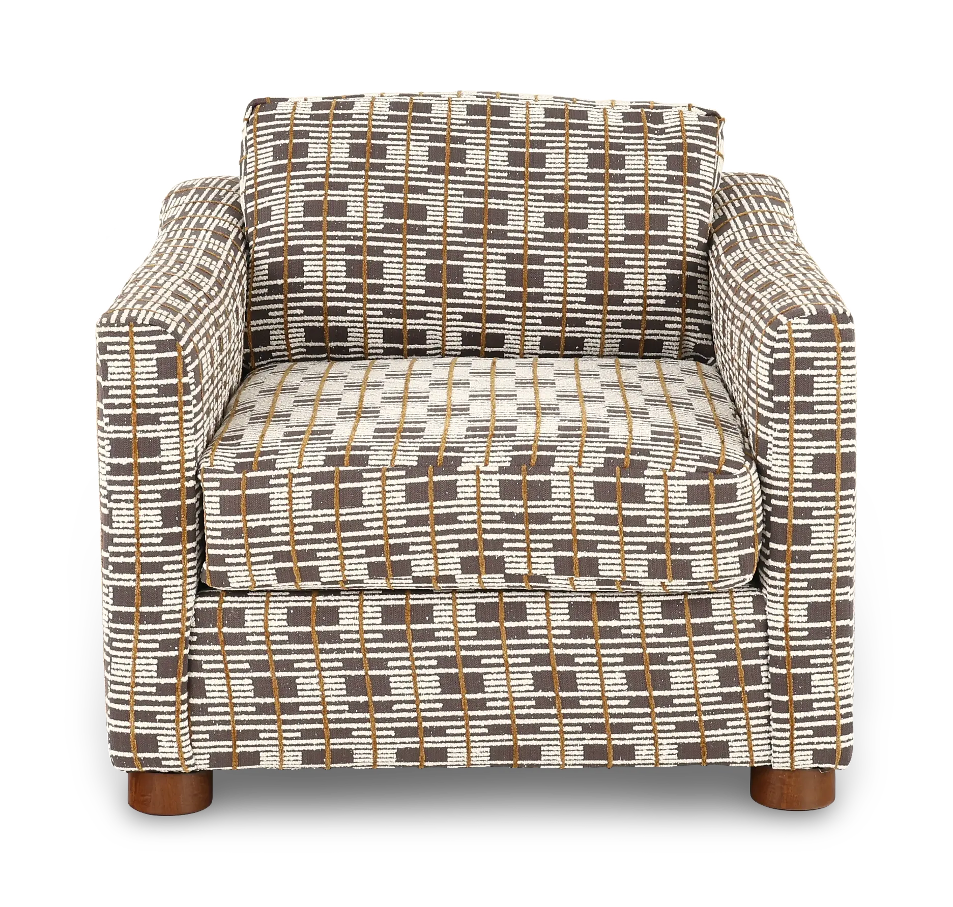 Bulletin Boulder Brown Mid Century Abstract Grid Accent Chair-4