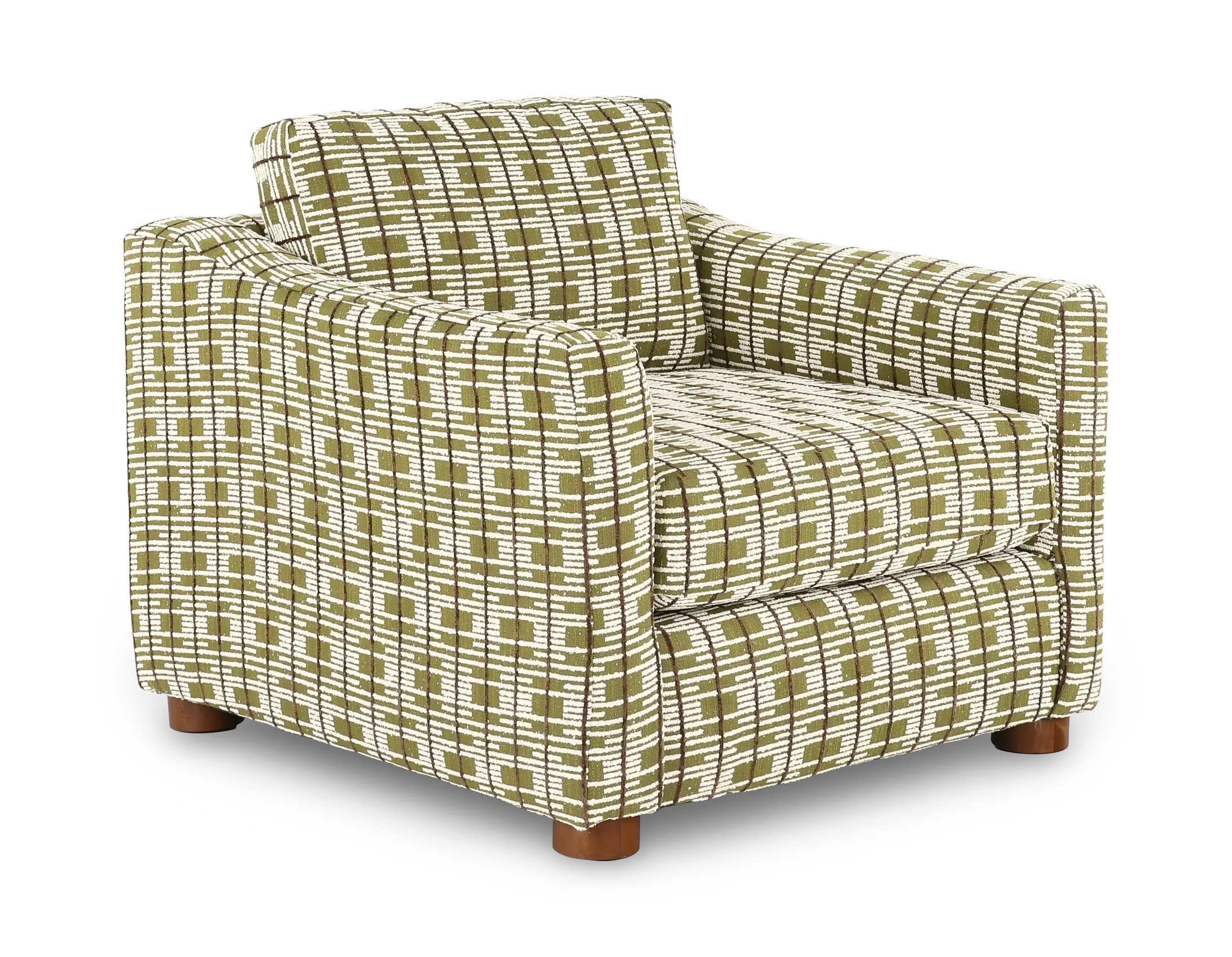 Bulletin Fern Green Mid Century Abstract Grid Accent Chair-1