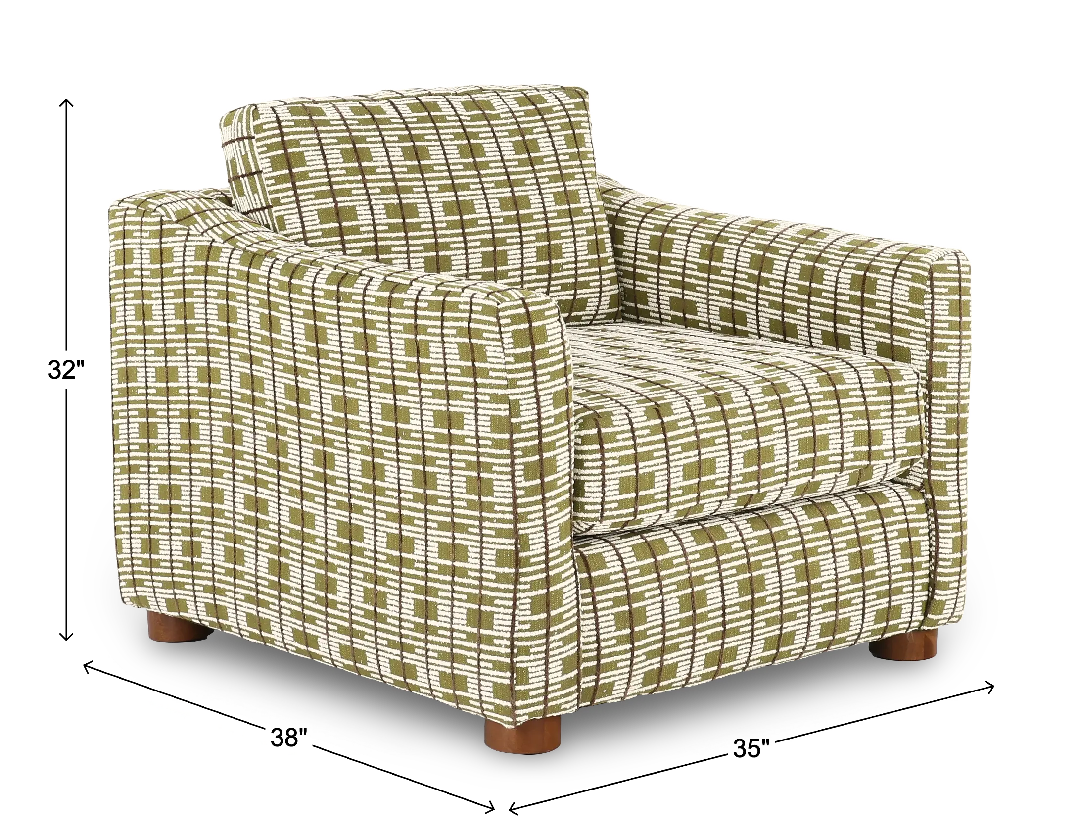 Bulletin Fern Green Mid Century Abstract Grid Accent Chair-3
