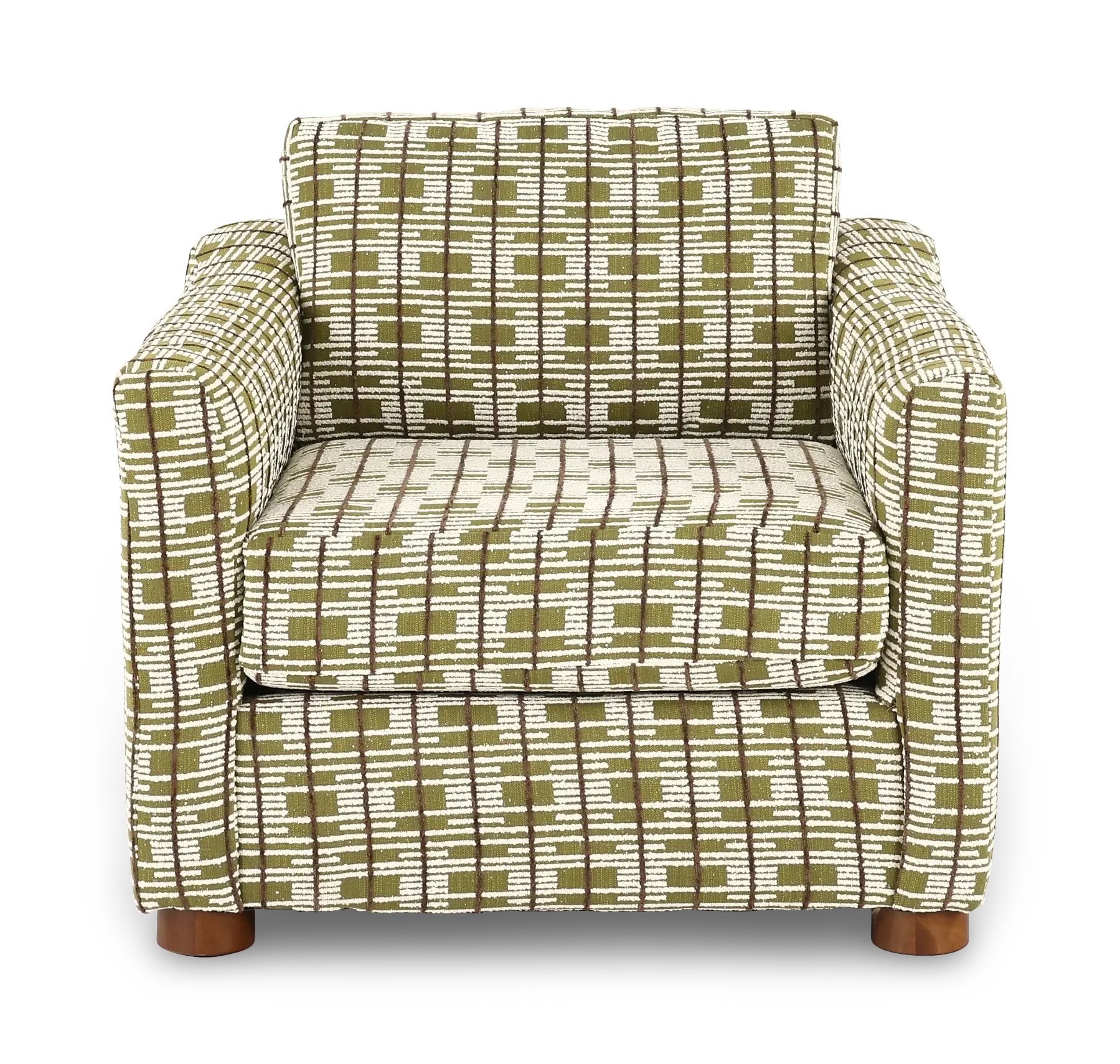 Bulletin Fern Green Mid Century Abstract Grid Accent Chair-4