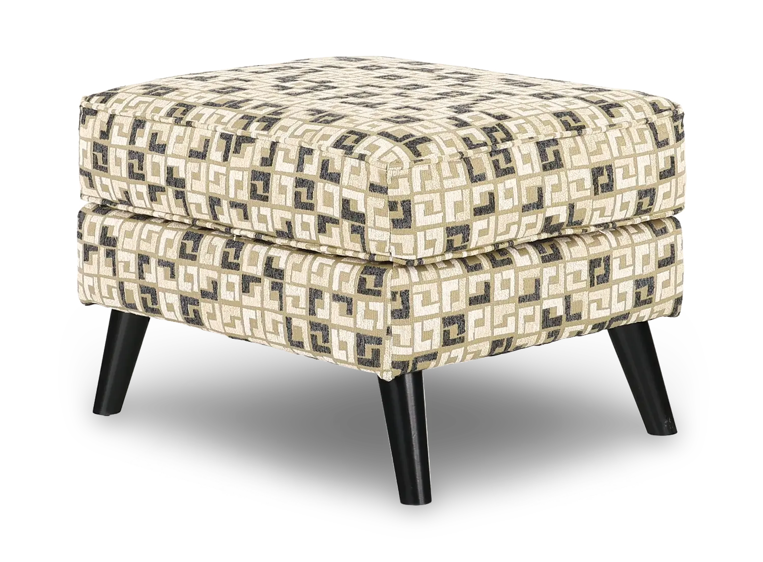 Farrow Wasabi Tan and Cream Geometric Ottoman-5