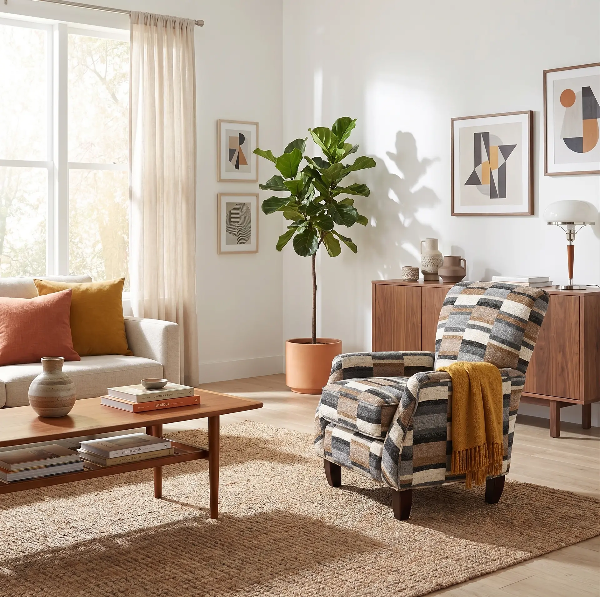 Brigade Coffee Brown and Gray Striped Accent Chair-2