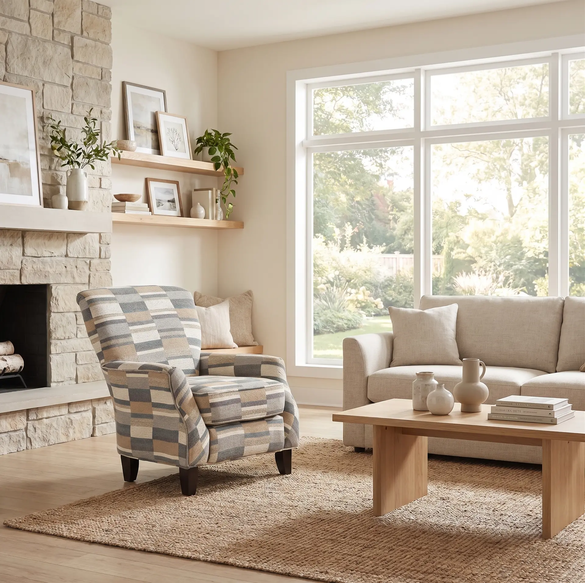 Brigade Lake Gray and Beige Striped Accent Chair-2