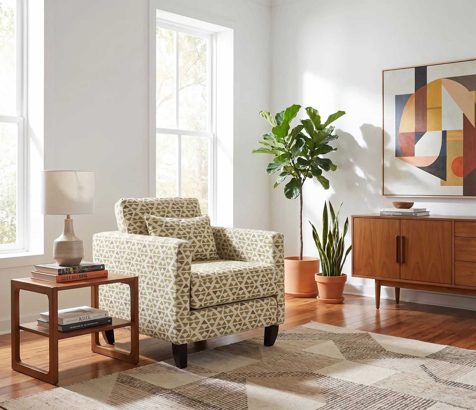 Bodega Garden Green Geometric Accent Chair-2