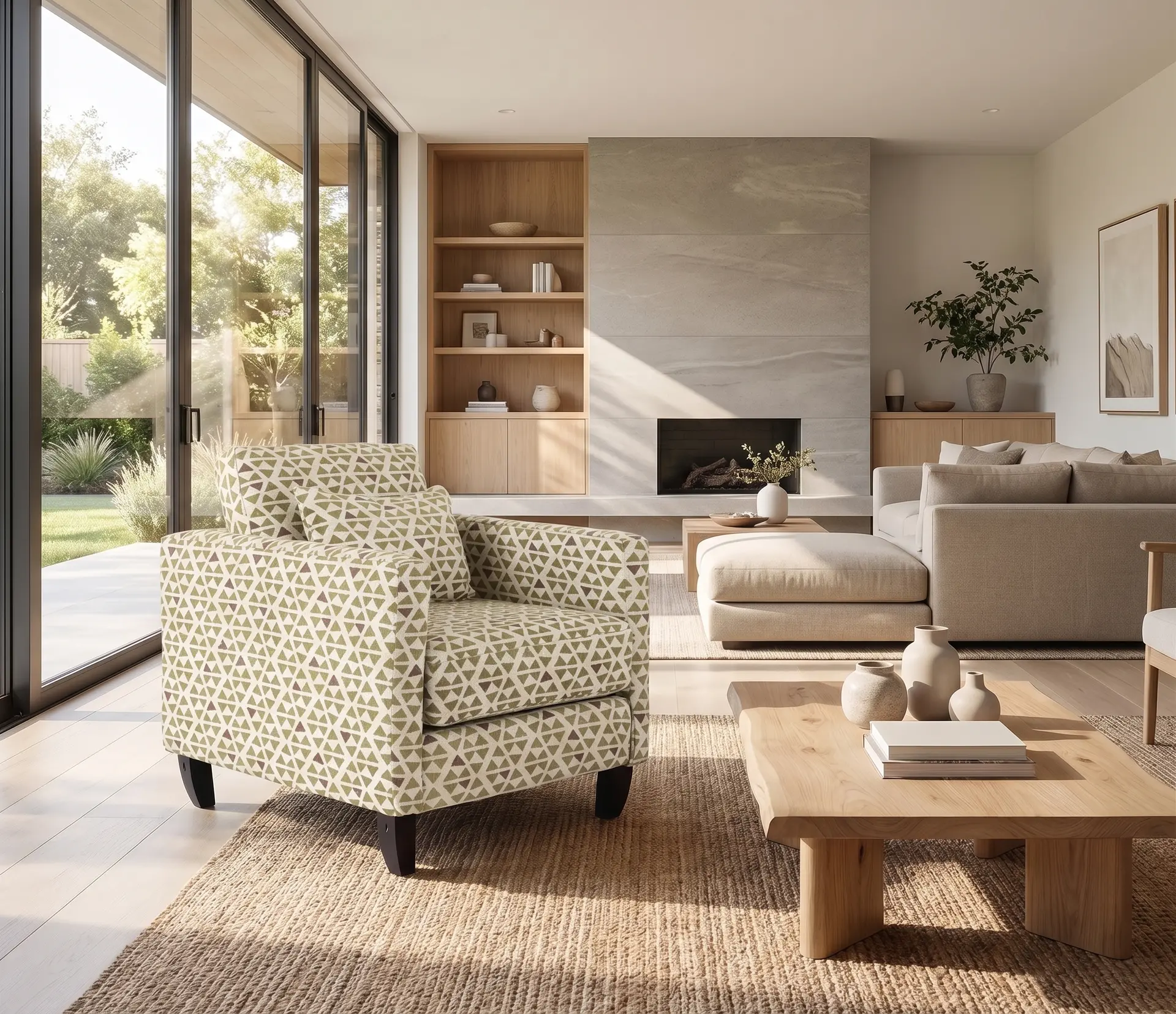 Bodega Garden Green Geometric Accent Chair-9
