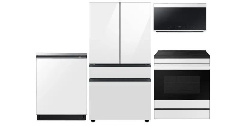 Samsung Bespoke 8600 4-Piece Induction Appliance Package - White Glass