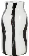 White and Black Striped Glass Decorative Vase