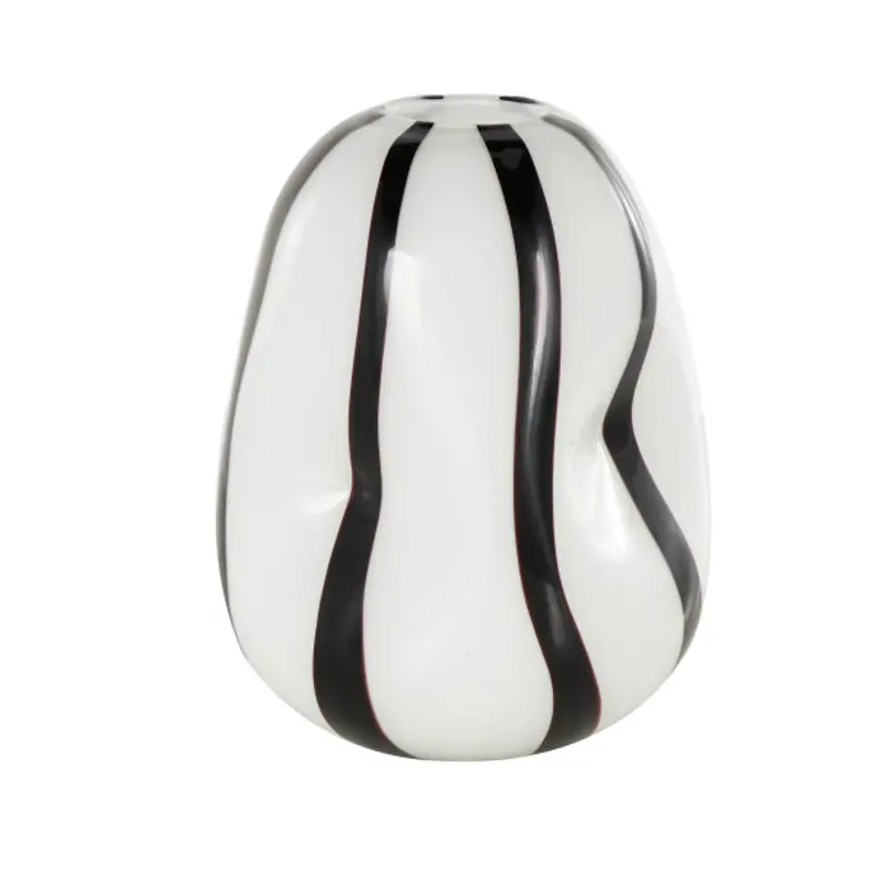 White and Black Striped Decorative Vase