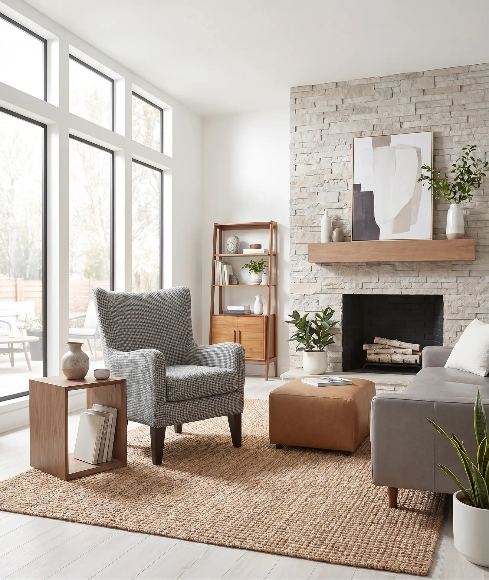 Novae Blue Gray Wingback Accent Chair-2
