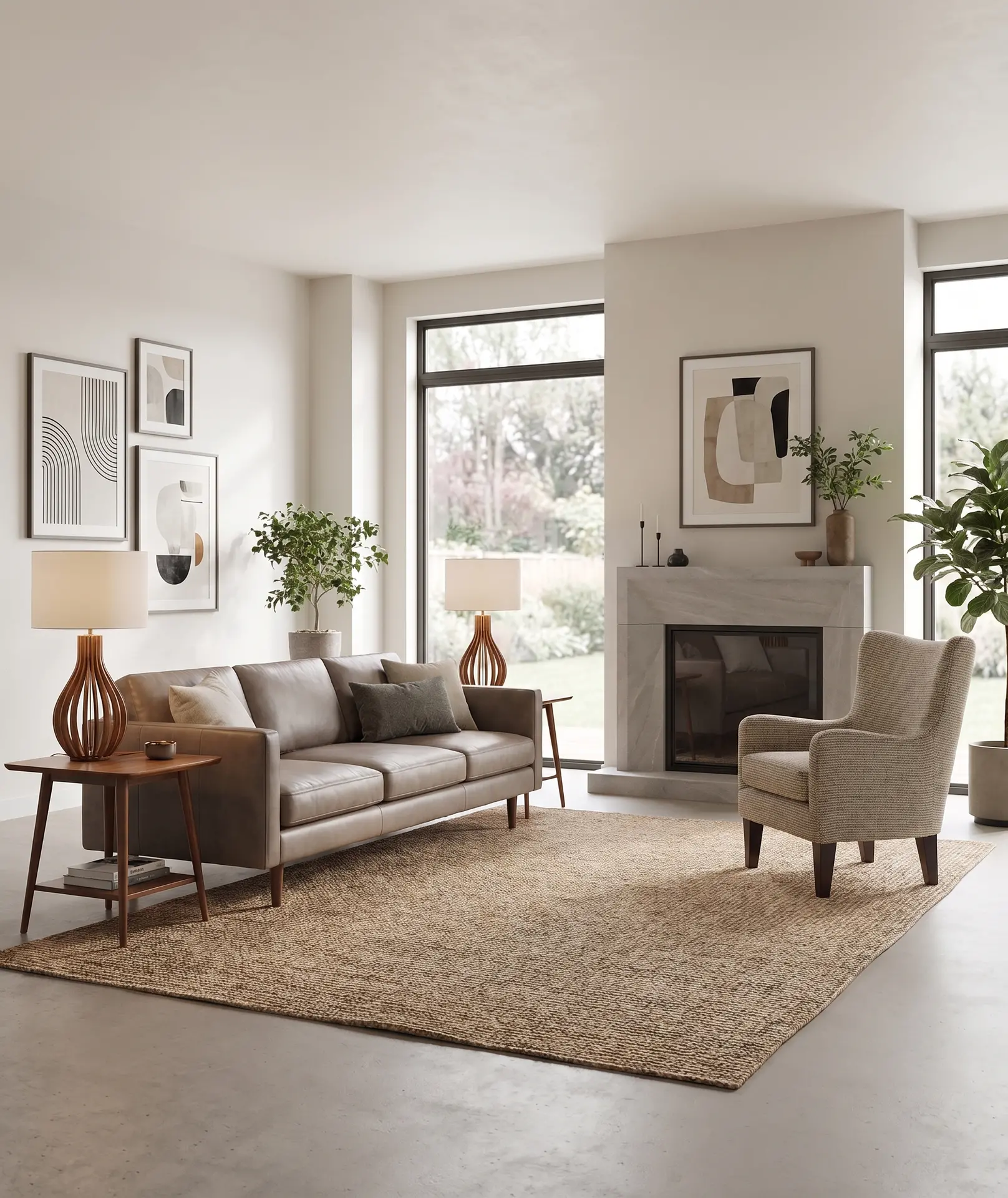 Novae Greige Wingback Accent Chair-2