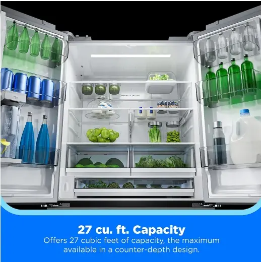 Midea 27 Cu Ft Counter‑Depth 3-Door Refrigerator with AutoFill Water Pitcher – Stainless Steel-8