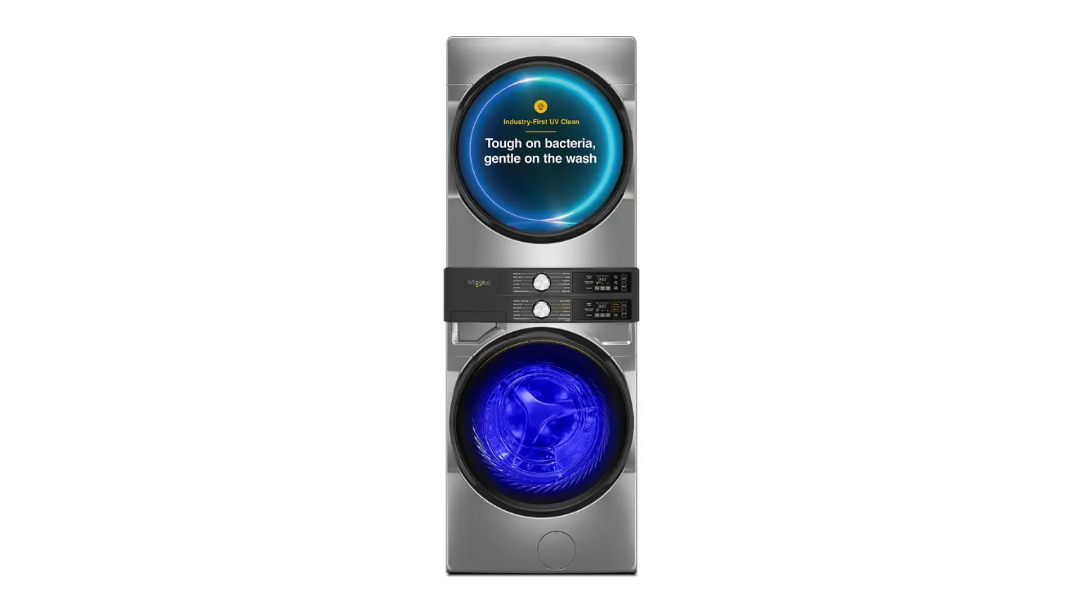 WGF5727TR Whirlpool Smart FreshFlow Vent Gas Laundry Tower - Radiant Silver-1