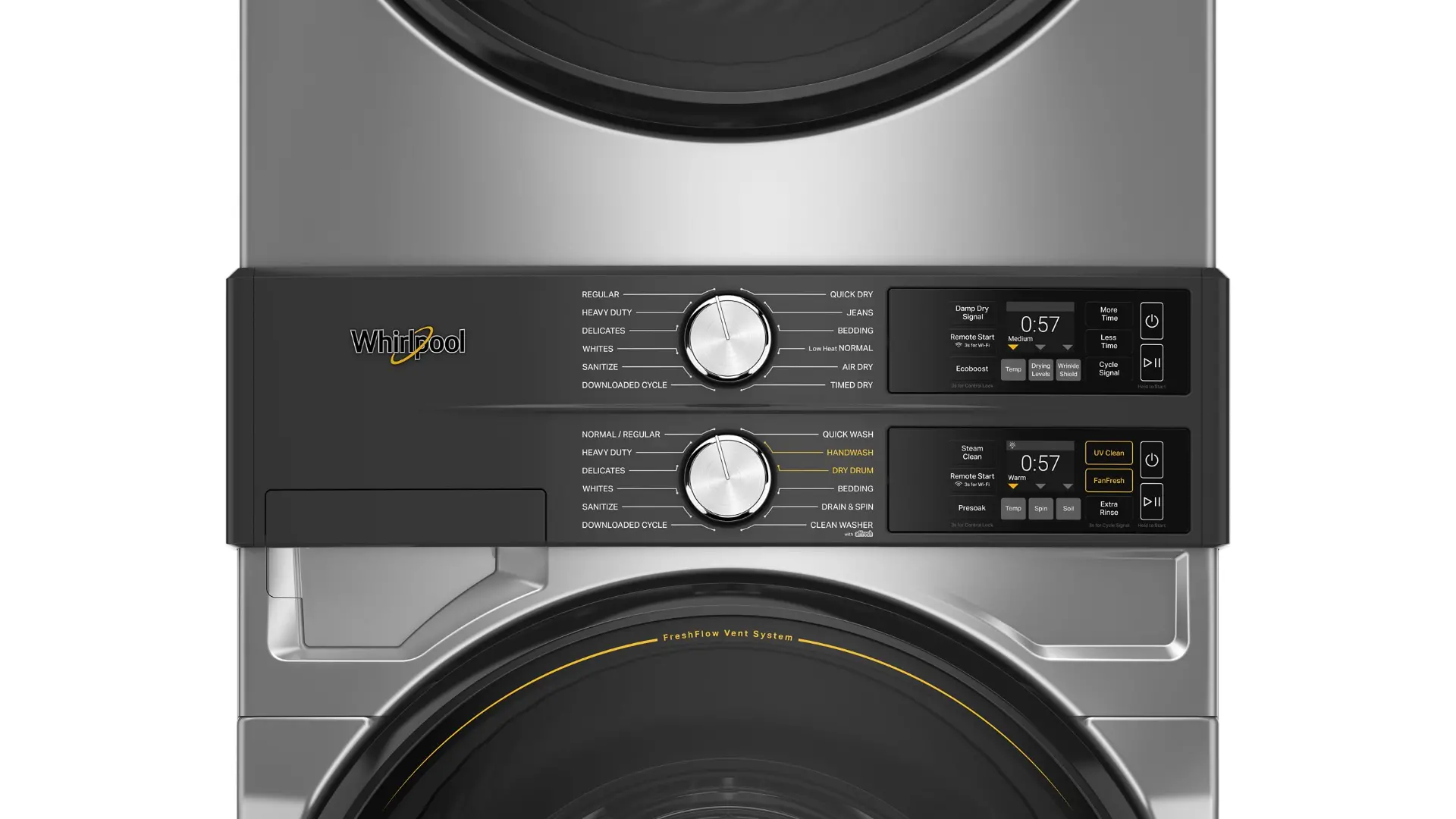 WGF5727TR Whirlpool Smart FreshFlow Vent Gas Laundry Tower - Radiant Silver-12