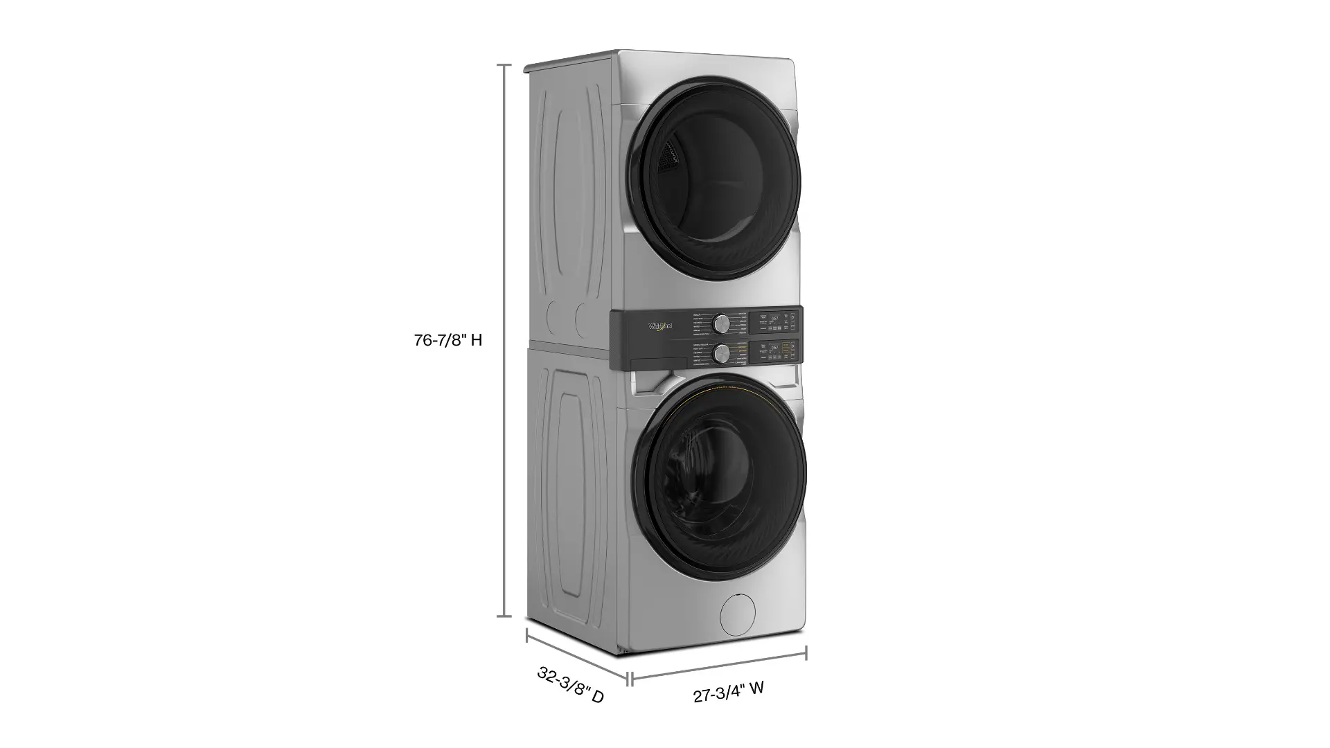 WGF5727TR Whirlpool Smart FreshFlow Vent Gas Laundry Tower - Radiant Silver-3