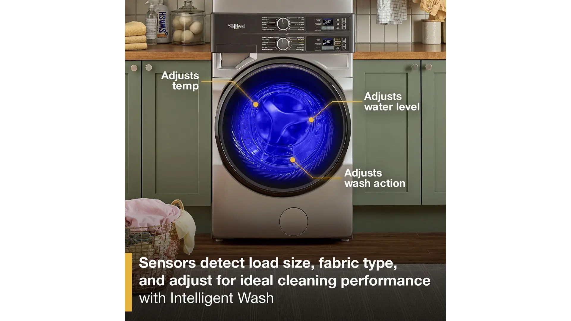 WGF5727TR Whirlpool Smart FreshFlow Vent Gas Laundry Tower - Radiant Silver-6