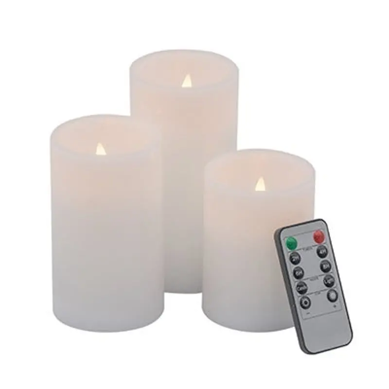 White LED Candles with Timer Set of 3
