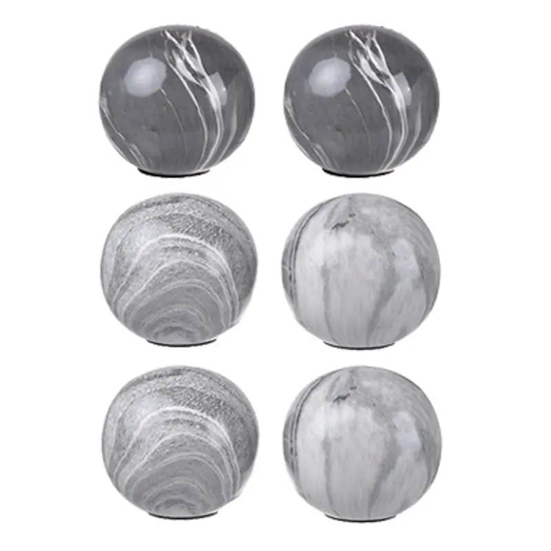 Marble Gray Ball Accents Set of 6