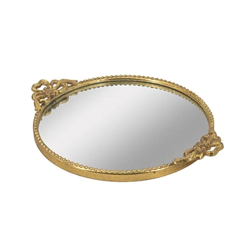 Round Iron Tray with Gold Frame