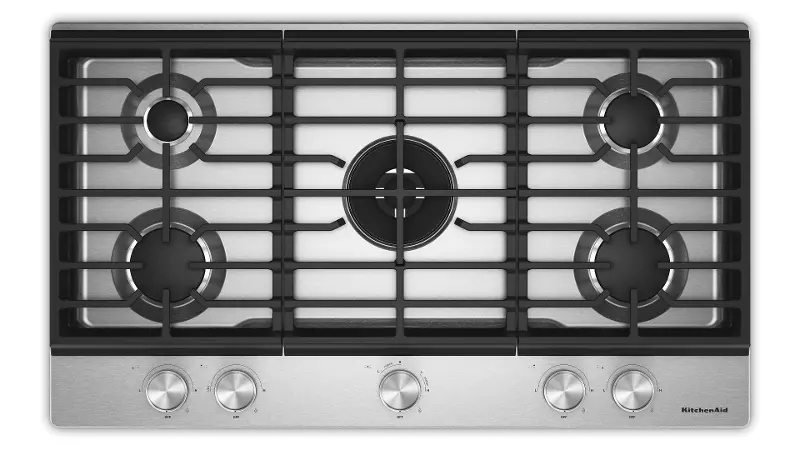 KitchenAid 36 Inch Gas Cooktop - Stainless Steel