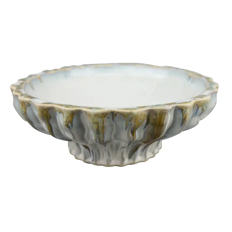 White and Green Ceramic Plate