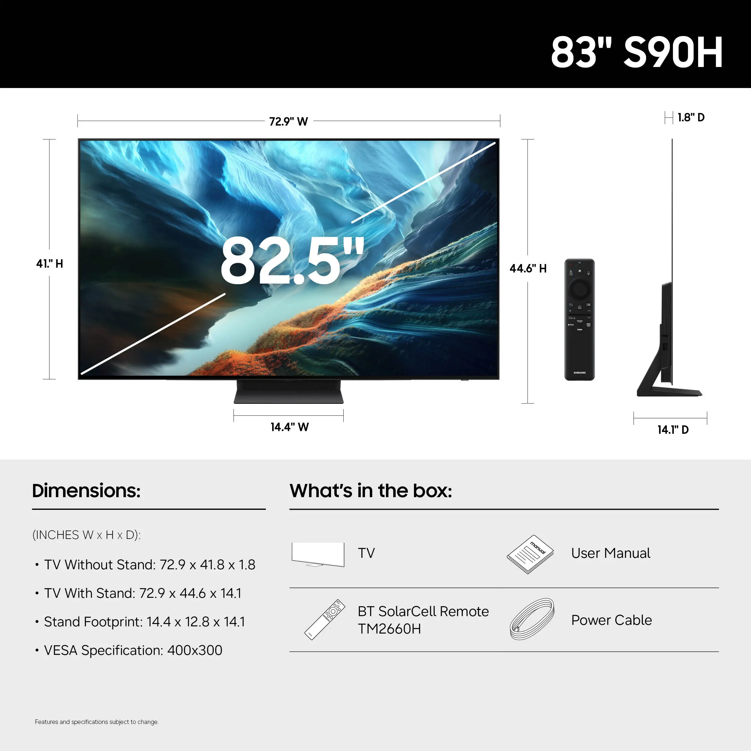 QN83S90HAEXZA Samsung 83 Class S90H Series OLED 4K UHD Samsung Vision AI Smart Tizen TV-3