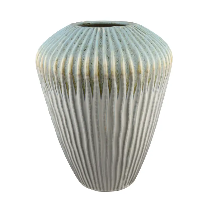 Ceramic White and Green Vase